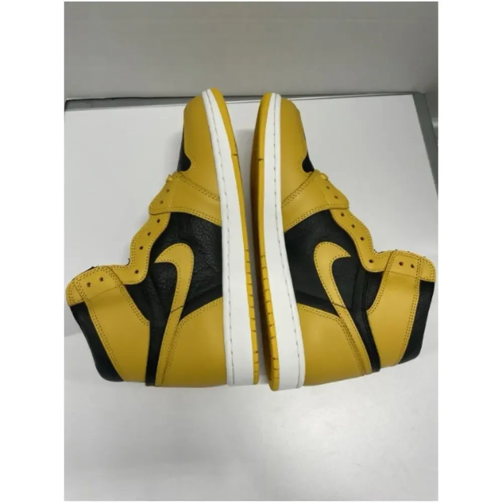 Jordan 1 Retro OG High Pollen 555088 701 Size 10.5 Men Black Yellow Leather Shoe